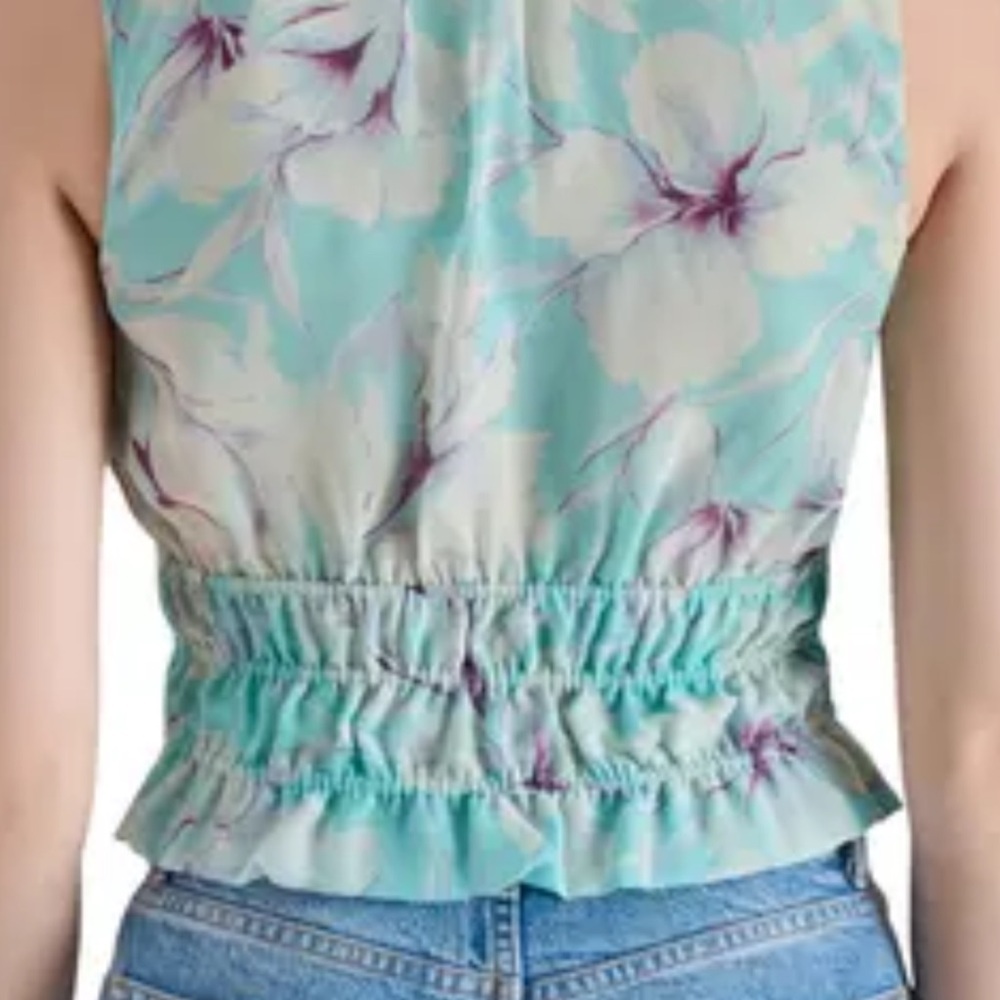 Steve Madden Aqua and Purple Floral Crop Top - Picture 2 of 5